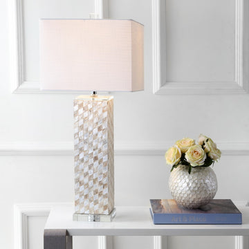 Daniel 30.5" Seashell/Crystal LED Table Lamp - JONATHAN Y